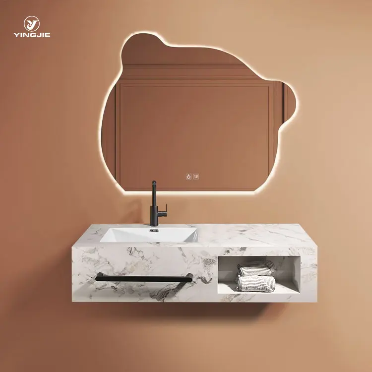 artificial marble big sintered stone slab cabinets bathroom sink for home decoration