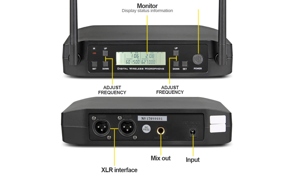 Rayco Портативная Беспроводная микрофонная система с 2 ручными микрофоном беспроводная для сцены церкви свадьбы вечеринки GLXD24