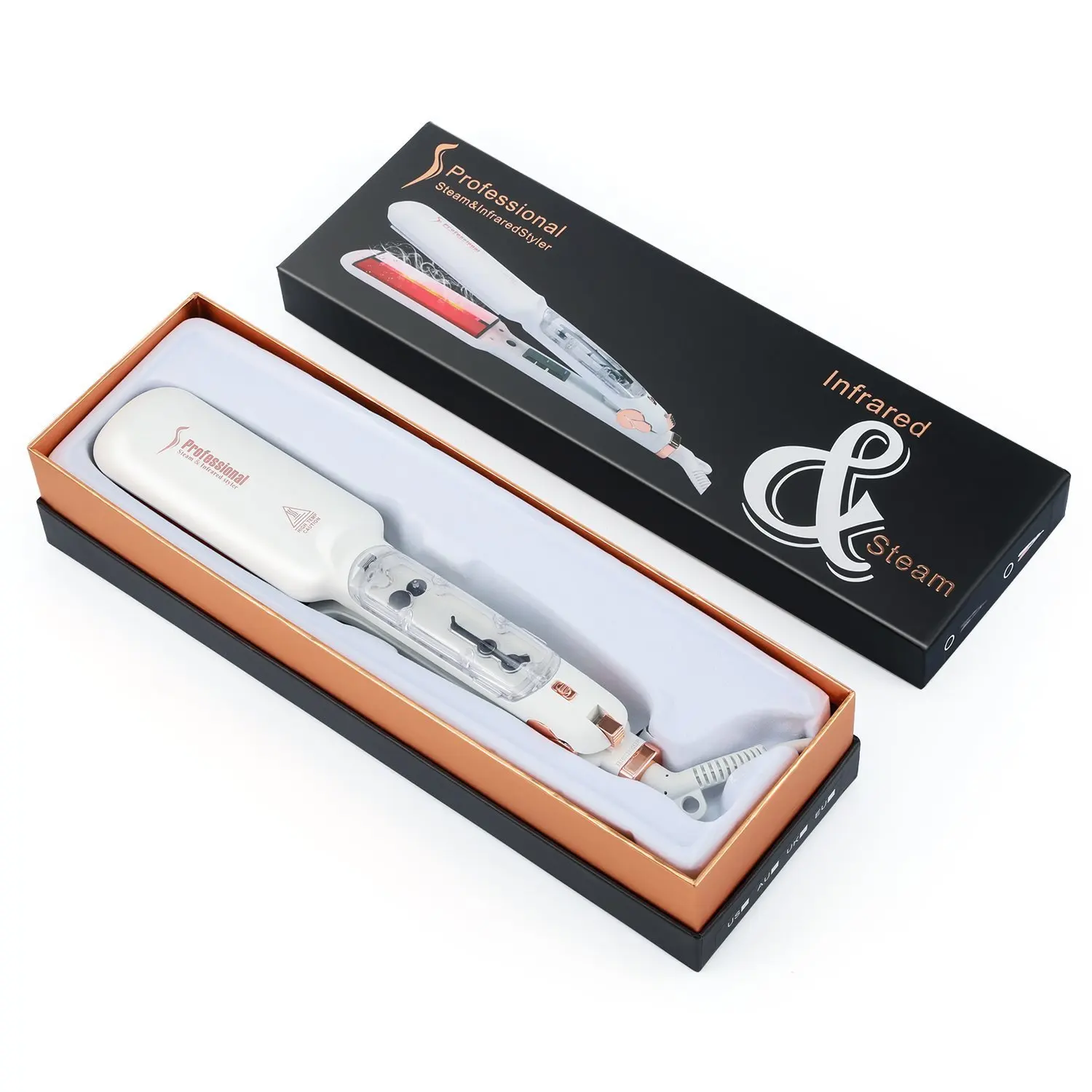 Salon Ceramic Steam Hair Straightenering Styler Infrared Care Flat Iron Vapor Spray Professional Straightener Curling Styling