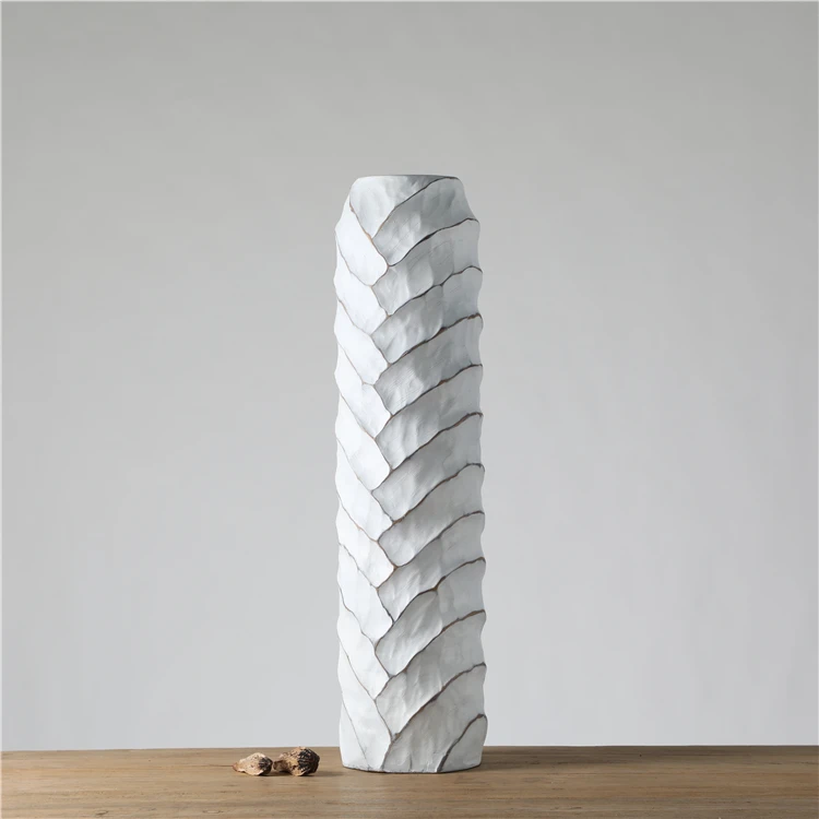 Wholesale tall white abstract resin floor flower vase for home decoration