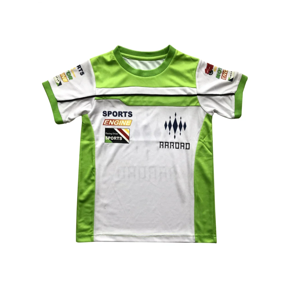 
Hot Sale China Manufacturer Printed Green O-Neck Polyester Riding Outdoor Sportswear Kids Boys Girls Fit Custom Logo T-Shirts 