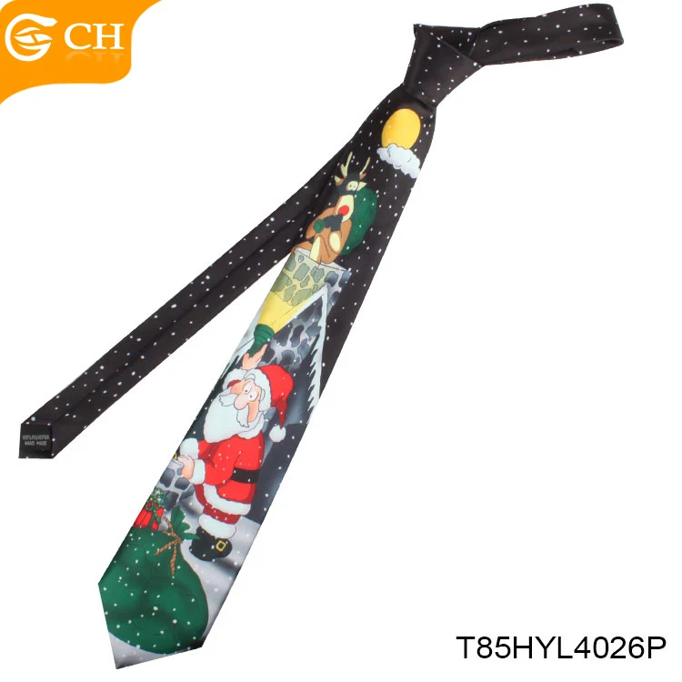 Factory Directly Snowman Microfiber Tie Fashion Festival Theme Snowflake Printed Neckties Custom Santa-Claus&Deer Christmas Ties