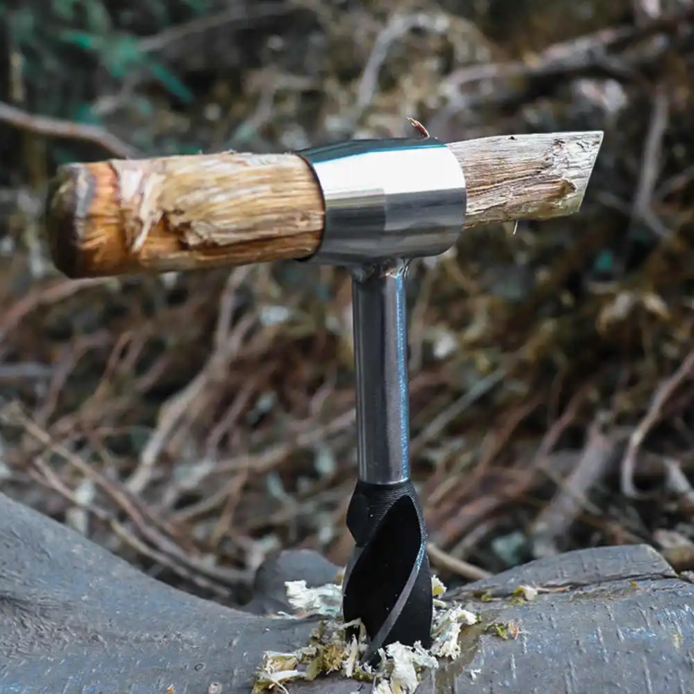 Auger Drill Bits Outdoor Survival Punch Tool Camping Bushcraft Manual Hole Maker Wrench Wood Drill Core Woodworking