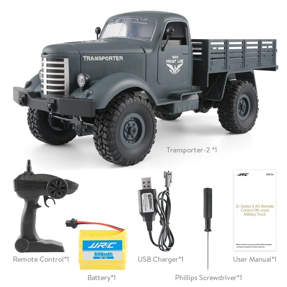 2024 Новый 1/16 RC грузовик JJRC Q61 2 4 г мощный двигатель пульт дистанционного управления 4WD гусеничный внедорожный военный автомобиль RTR