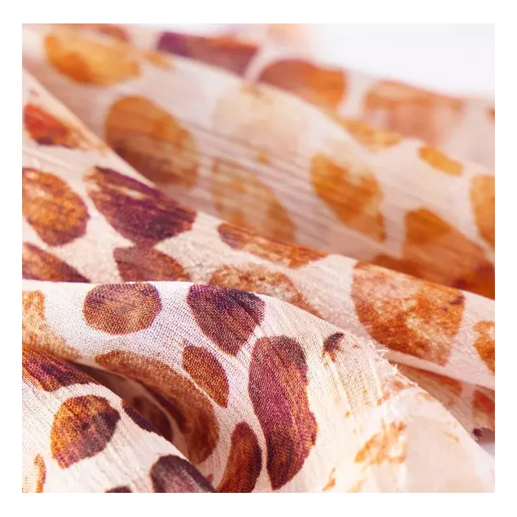 Custom Digital Printing Fabrics Wholesale Women 100% Viscose Crinkle Crepe Skin Care Fabrics For Dresses