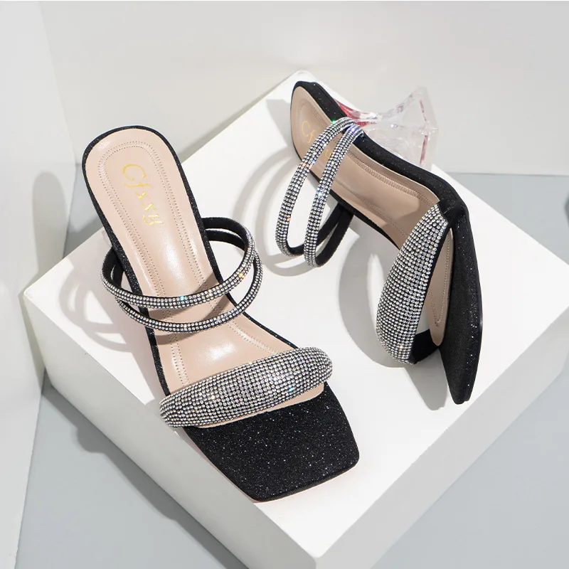 Women heel shoes 2022 crystal diamond flash high heel sandals fashion heel sandals