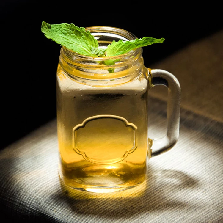wholesale small glass mason jars with handles square mini glass jar with cover