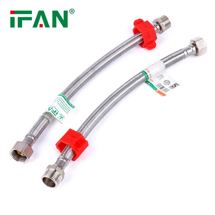IFAN Stainless Steel Braided Flexible Metal Wire Bathroom Toilet Water Plumbing Hose With 14MM Brass Cap