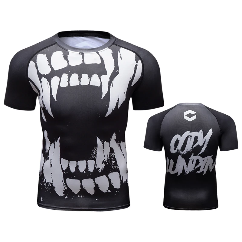 Wholesale MMA bjj wear rash guard custom compression gym mens sublimation printed logo graphics t shirt