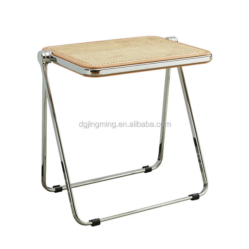 
Rattan / Wicker top plia folding Table Home Furniture Modern Silver Metal Oem Customized Style 