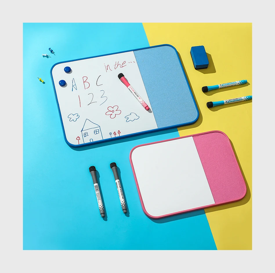 Soft Colored Frame Magnetic whiteboard combined with pin cork dry erase memo board