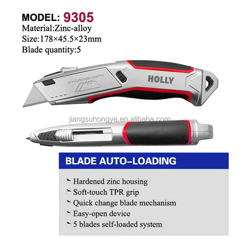 Multi Function Auto Self load Blade Utility Knife Automatic Adjust 3 position Cutting Depth Retractable Box Cutter with 5 Blades
