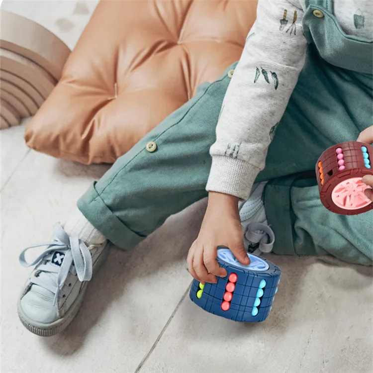 2022 The New Colorful Stress Reliever Sensory Puzzle Toy Rotating Bean Wheel Cube Fidget Spinners Education Sensory Toy