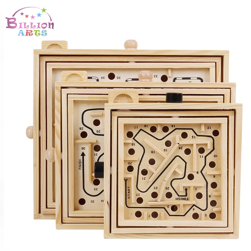 Hot Kids Wooden Toy 3D Puzzle Ball Maze Wood Case Box Fun Brain Hand Challenge Balance Games Educational Toys for Children Adult