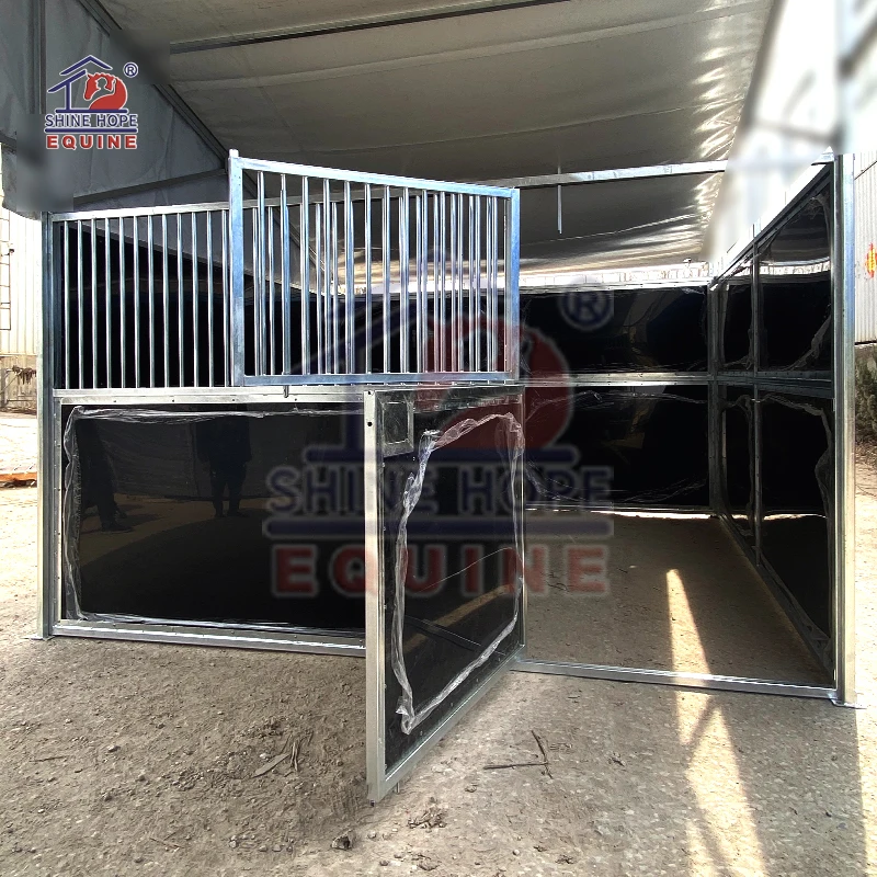 Steel structure HDPE panel horse stable stall portable horse stable door with optional roof