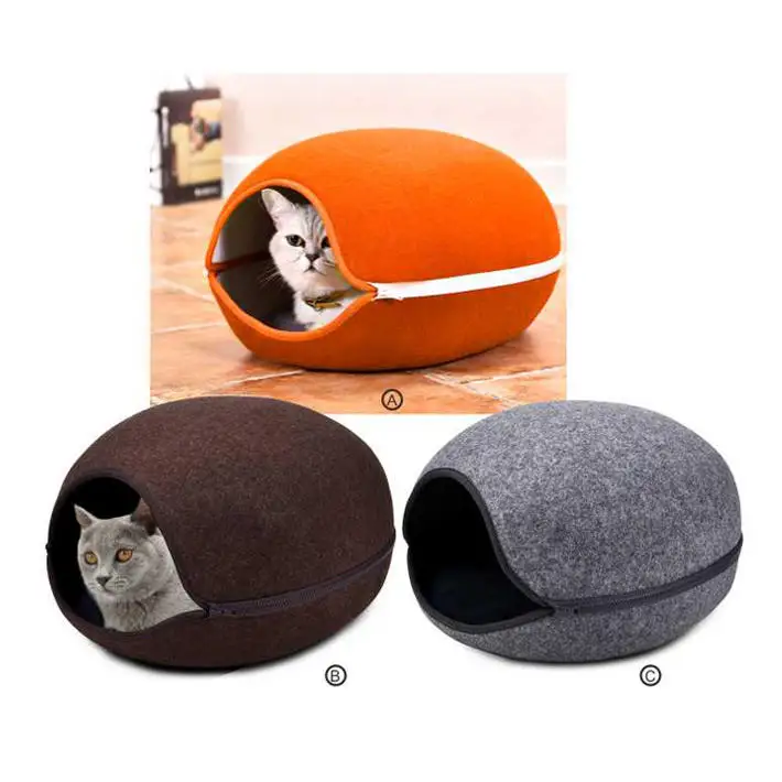 Felt Cat Cave Wholesale Custom Pet Play Tunnel Cat Tunnel Bed Soft Plush Nest Felt Cat Cave Pet Nest
