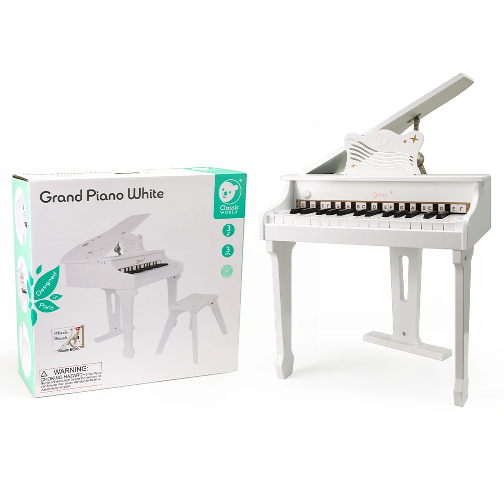 Classic World New Products Music Keyboard Instrument, Piano Toy Keyboard, Toy Grand Piano White