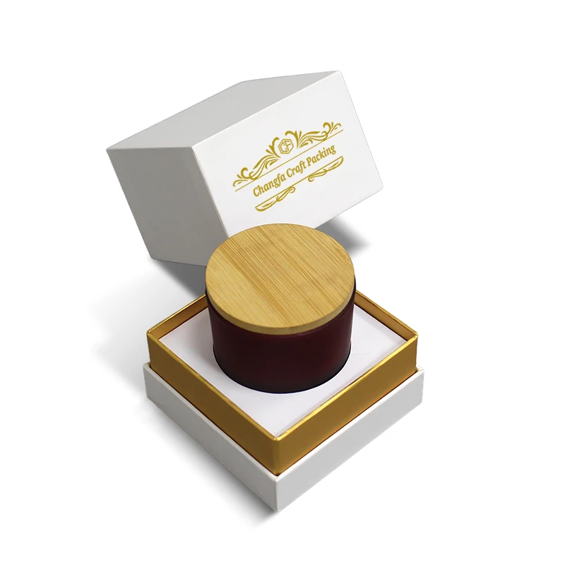 Candle Jars with Lid and Custom White Box Rigid Candle Packaging with Personalized Logo