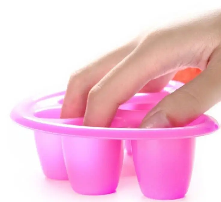 Nail factory wholesale 5 fingers holes soak off bowl plastic tray nail art manicure bowl