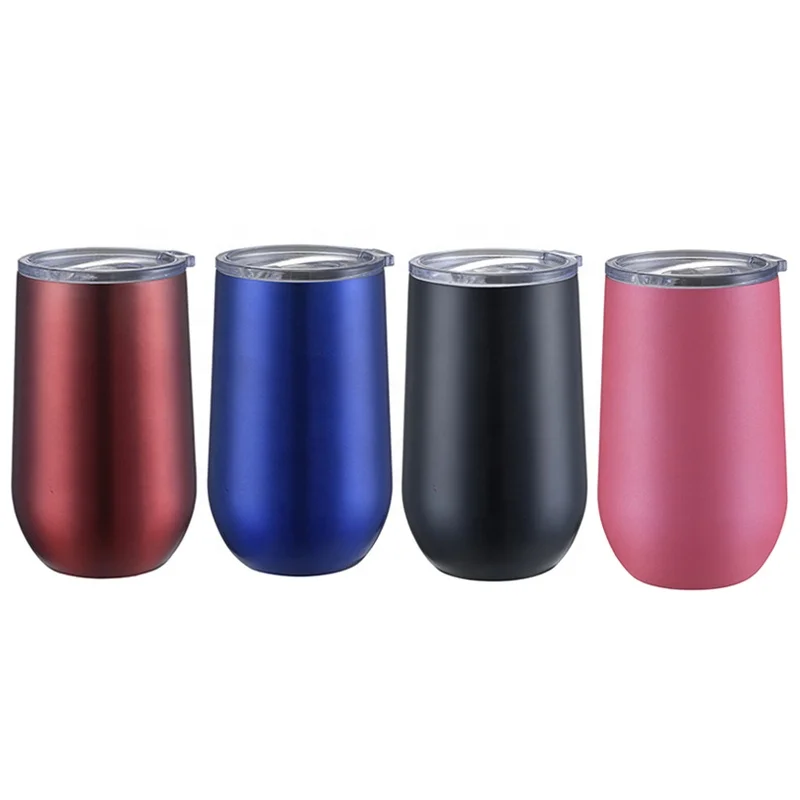 Customized Double Mug Stainless Steel Bottle And Cup Straw Cups Reusable Drinking 16oz Wine Tumbler