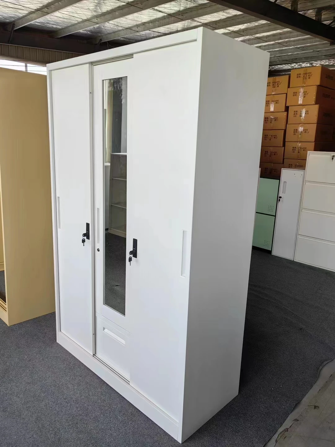 Factory Wholesale Modern Customized Bedroom 2 Doors Almirah Wardeobes Furniture Metal Wardrobe