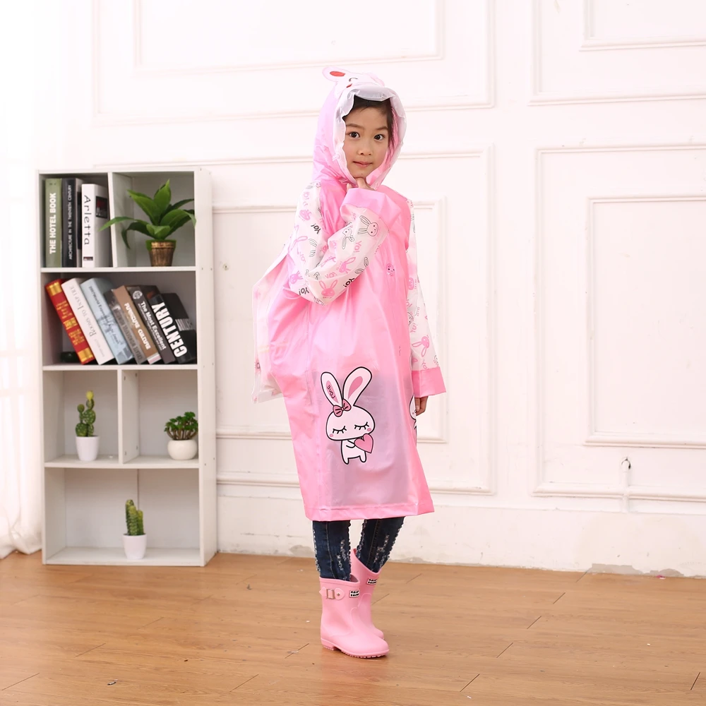 Оптовая продажа, детский дождевик из ПВХ с милыми мультяшными животными, с сумкой-рюкзаком