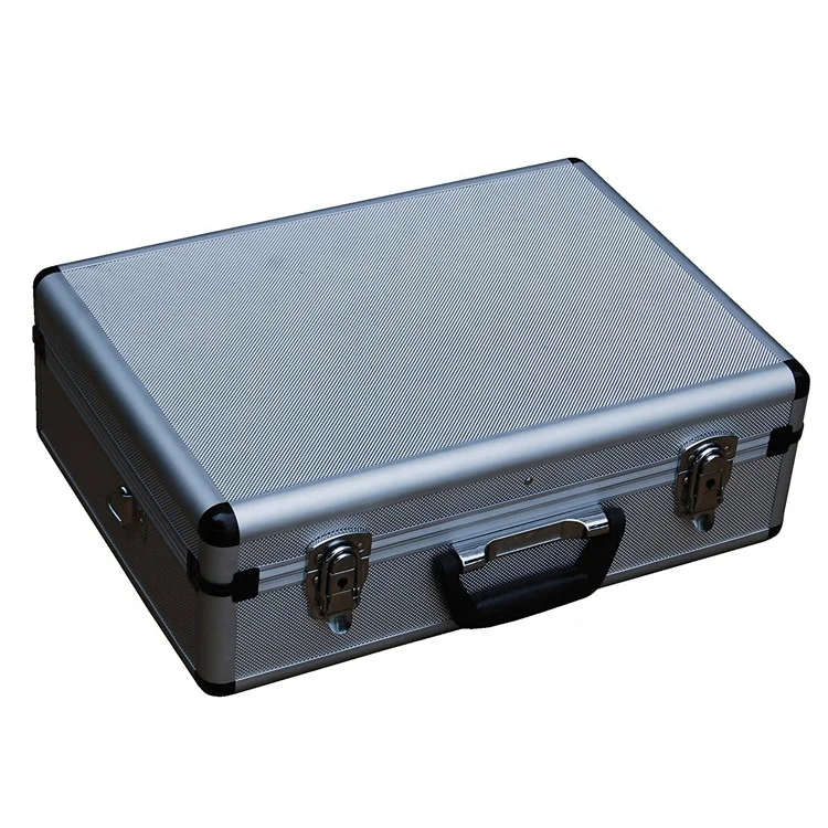 Silver Color Portable  Aluminum Hard Case Tool Box Travel Brief case