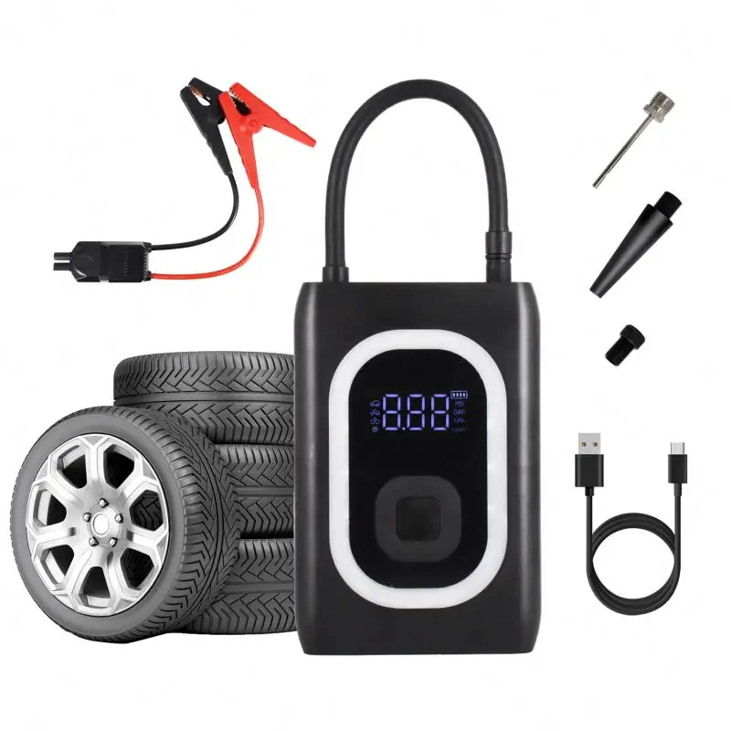 Tire Inflator Portable Air Compressor 150 PSI Wireless Air Pump With Jump Starter Suitable For Car Vehicle Tools Inflator