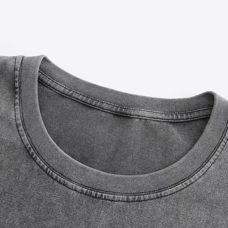 250gsm heavy weight vintage t shirt washed cotton black t-shirts black oversized acid washed Digital printing graphic tshirt