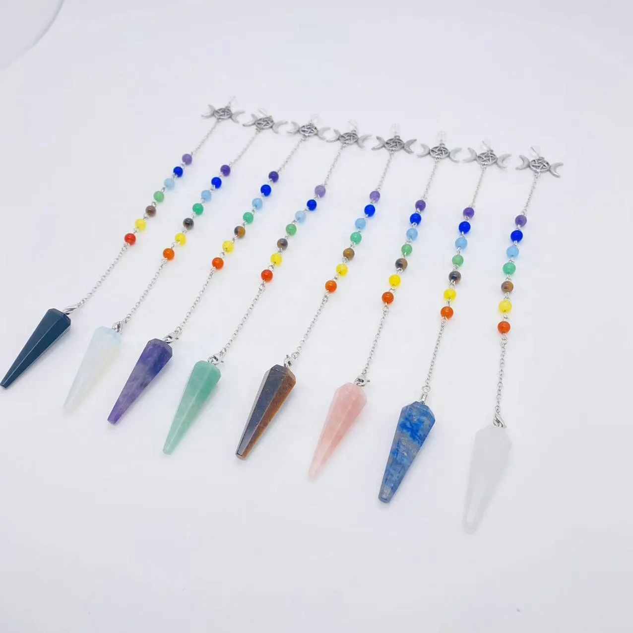 Factory Cheap Price Wholesale Bulk Healing Stone Crystal Chakra Pendulum Pendant For Meditation