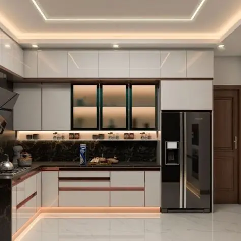 CBMmart  Modern Designs High End Affordable Custom Furniture Small Full White L Shaped Melamine Kitchen Cabinets From China