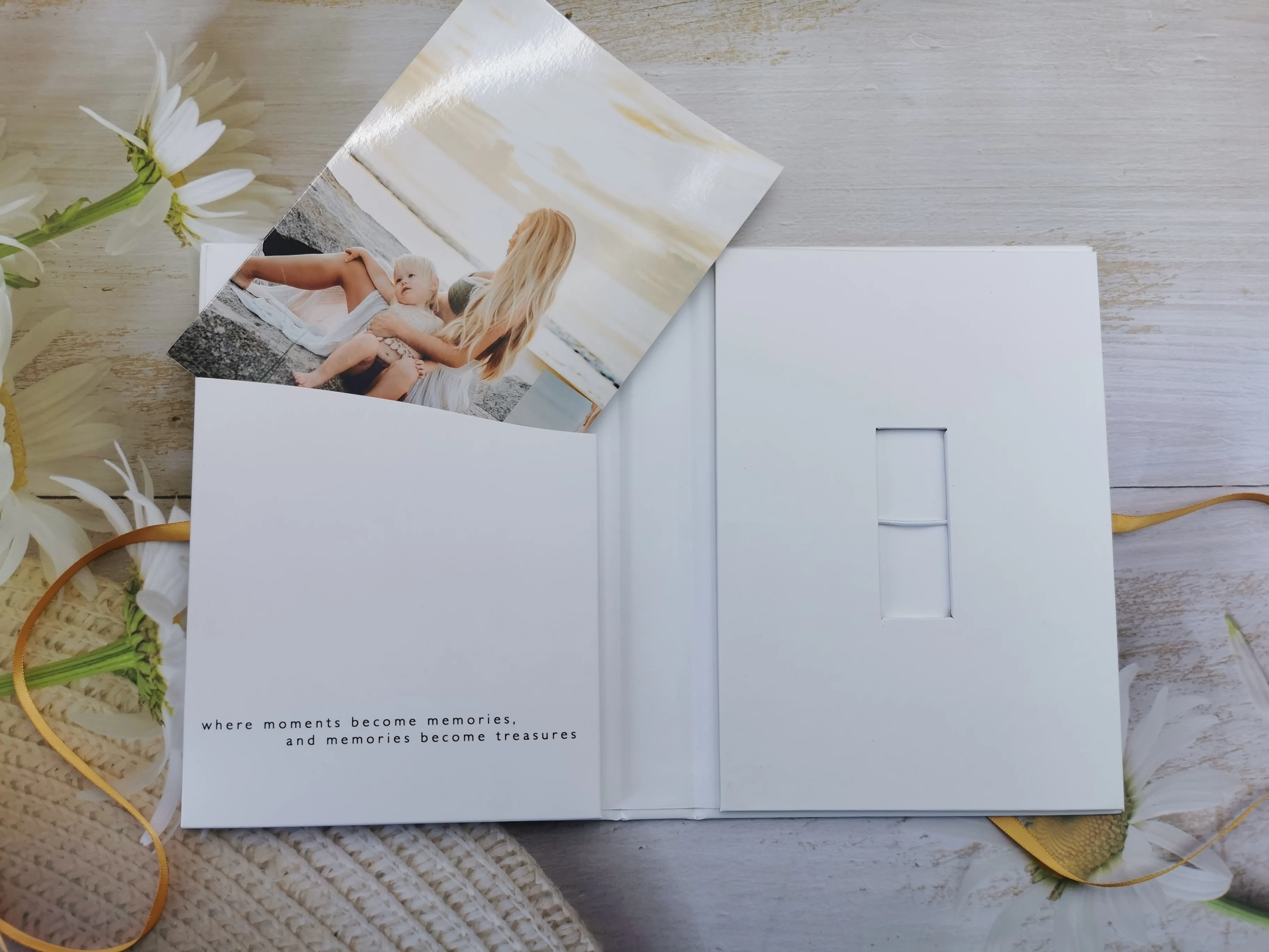 OEM  4*6 5X7 6*8 inch prints Special Paper Wedding Album Folio Photo Box USB Flash Drives presentation Gift photograph Box