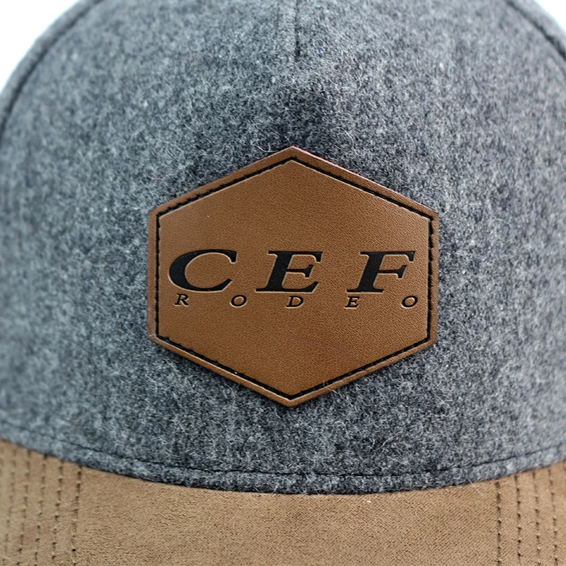 HS37 Wholesale wool felt baseball dad camper cap hat suede brim 5 panel blank sports wool baseball cap hat for men