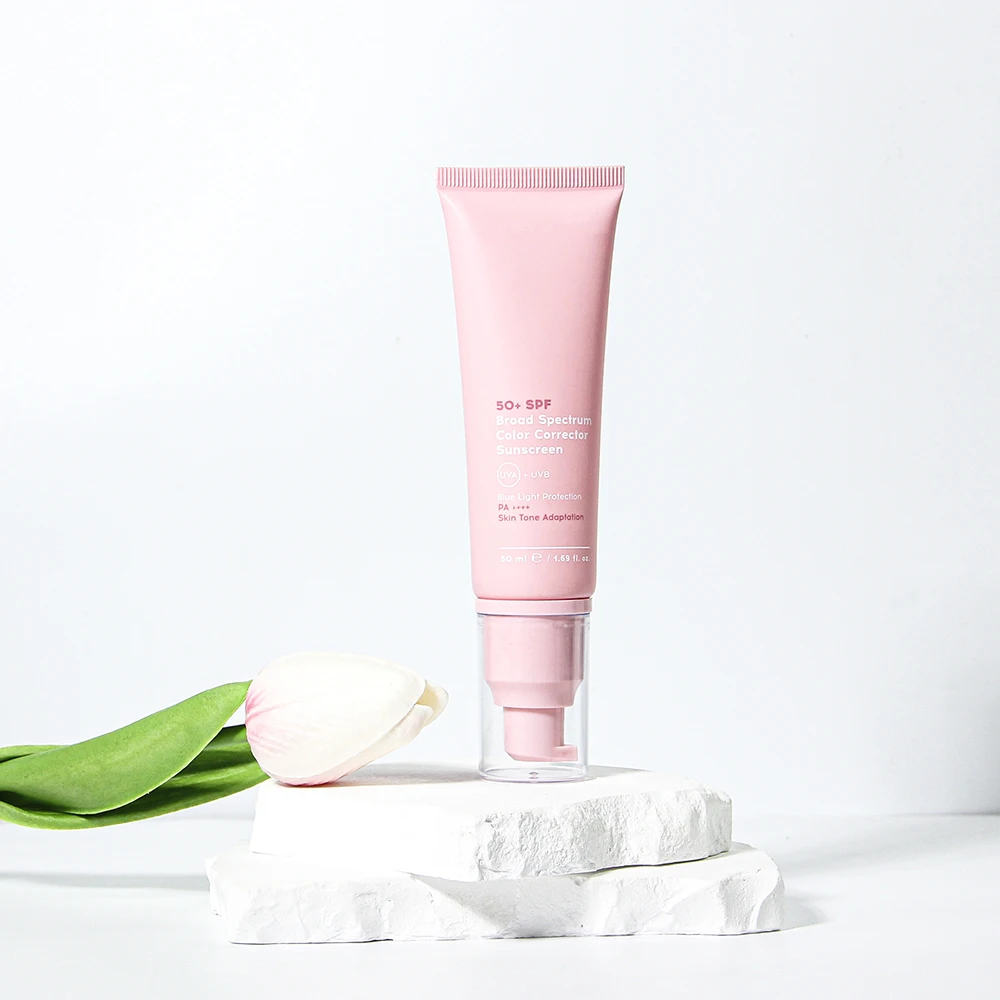 Custom 50ml Squeeze Tube BB / CC Cream Sunscreen SPF Lotion Cosmetic Packaging Tube With Airless Pump