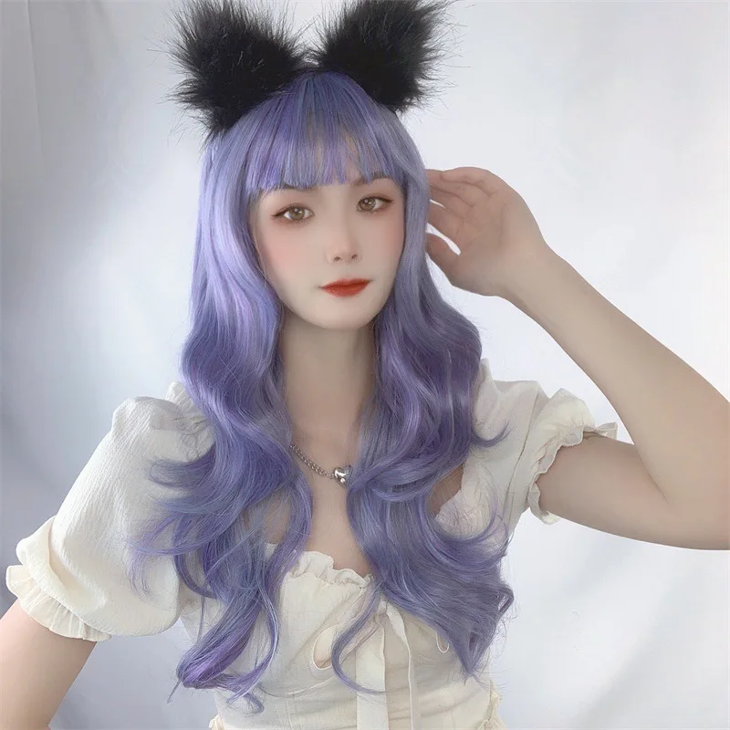 Long hair natural full head cover long curly hair Internet celebrity big wave temperament artificial human hair wig