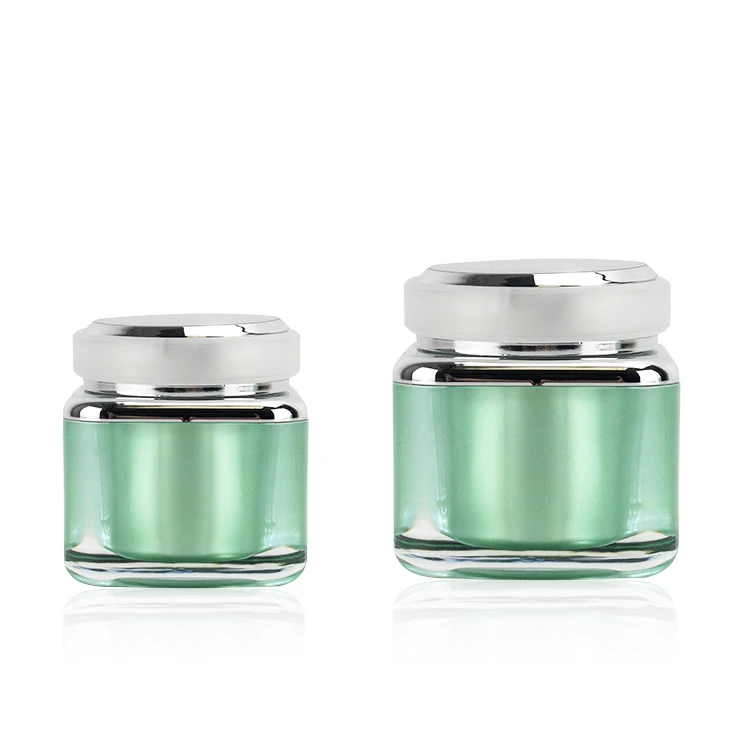 50ml Square Skin Care Cylinder Shape Clear Empty Black Facial  Airless Mason Cream Cosmetic Acrylic Jar