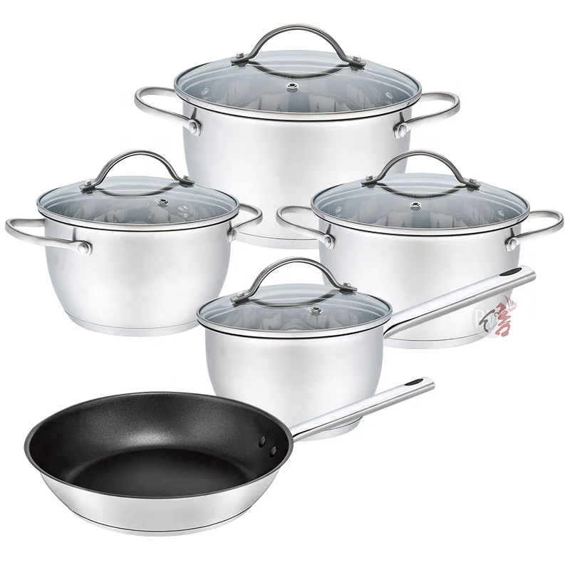 Kitchen non stick cooking ware pots cookware set stainless steel pots and pans sets