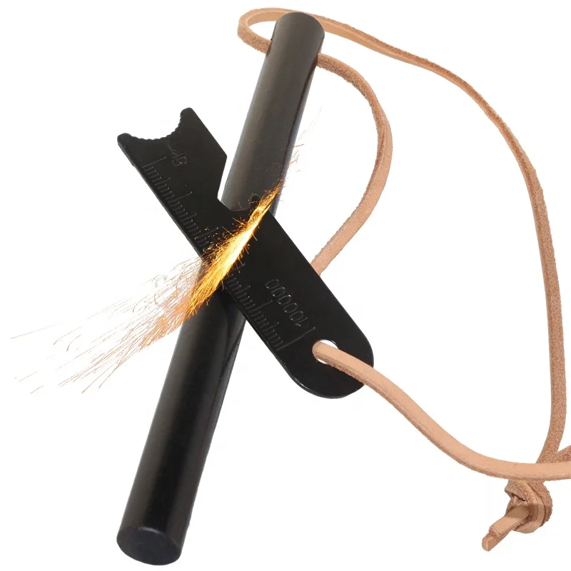 1/2x6 inch Survival Gadgets Extreme Weatherproof Feuerstein Fire Starter Rod with Leather Cord