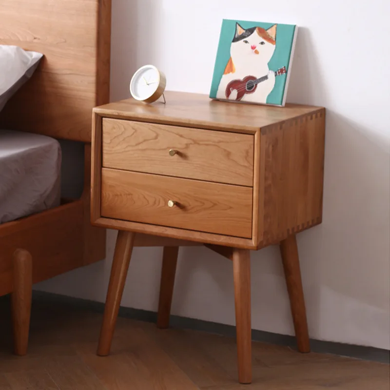 HOSTK Modern And Simple Bamboo Nightstand With 1And 2 Storage Drawer  For Living Room Or Bedroom