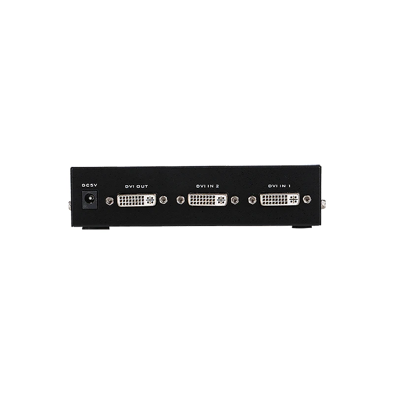 2 Ports DVI Switcher 2 In 1 Out Computer Monitor HD Sharing Device 1920*1440 with Remote Control Power Supply MT-DV201