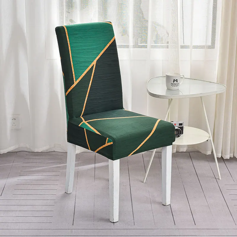 Printed Dining Room Chair Covers Polyester Geometric Chair Slipcover Pet Anti-Dirty Stretch Chair Cushion Cover Home Decoration