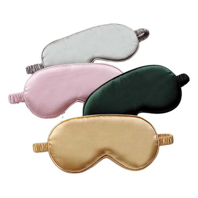 wholesale luxury travel colorful white printing adjustable reusable custom logo satin sleep silk eyemasks