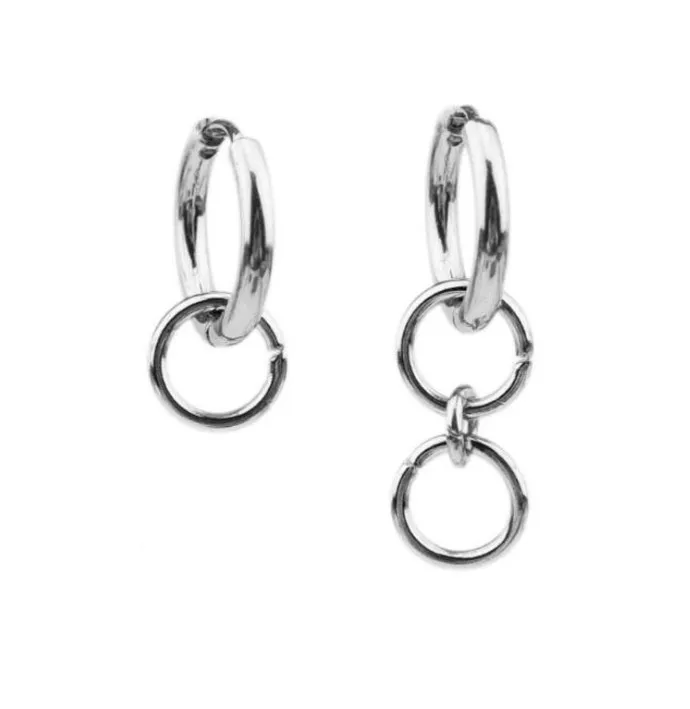 
Hot Fashion Kpop Stars Stainless Steel Earrings Punk Men and Women Round Ring Chain Earring 