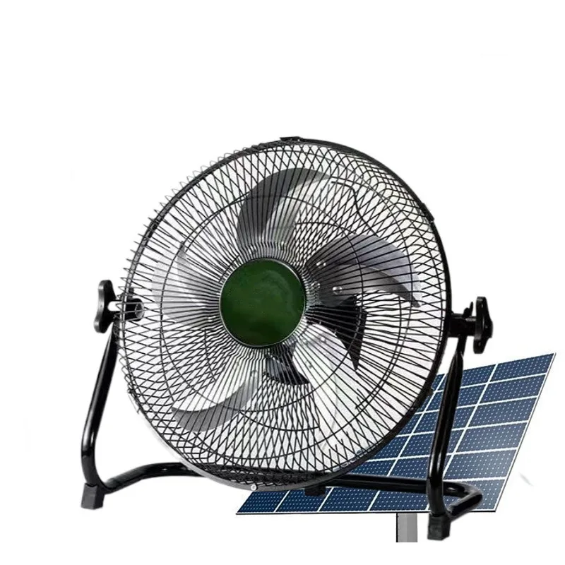 Big wind 5-blade solar rechargeable fan with battery outdoor camping barbecue solar floor fan