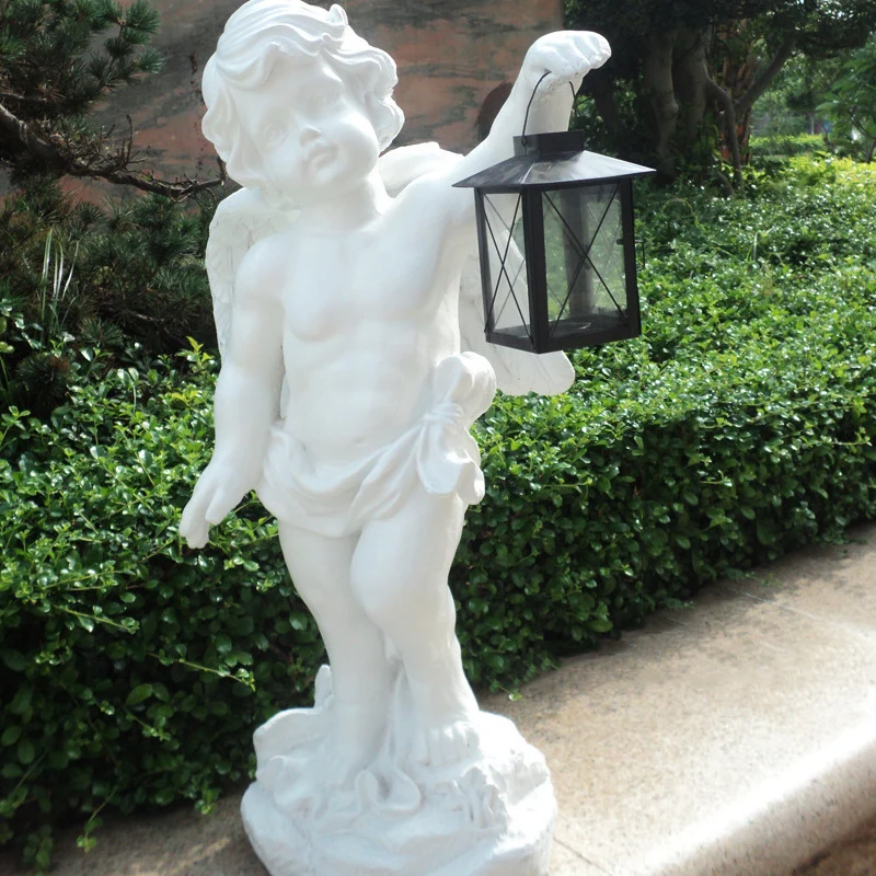 life sized marble Figure Stone statues sculpture For Garden Angel  Sculpture Lamps Art Artificial Stone Garden Landscape Statue