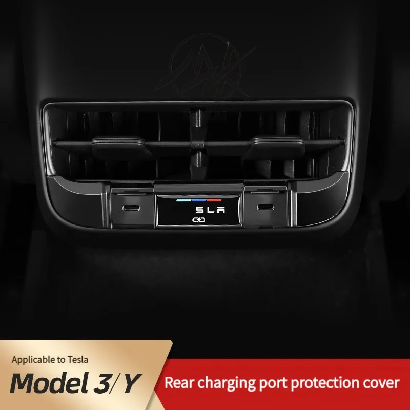 electric car interior decoration kit rear air outlet usb charging special protective cover for tesla model 3 Y accessories