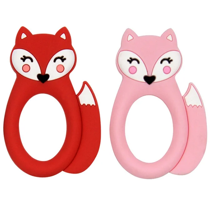 Популярное устройство для прорезывания зубов в виде животных из мультфильма Amazon, детский прорезыватель, силиконовый прорезыватель для зубов в виде лисы на заказ