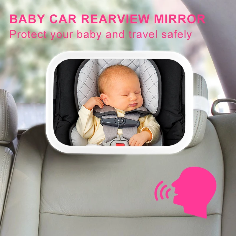 Overseas Warehouse Stock 360 Degree View Acrylic Convex Mirror Voice Control Mirror Baby Car Mirror Led