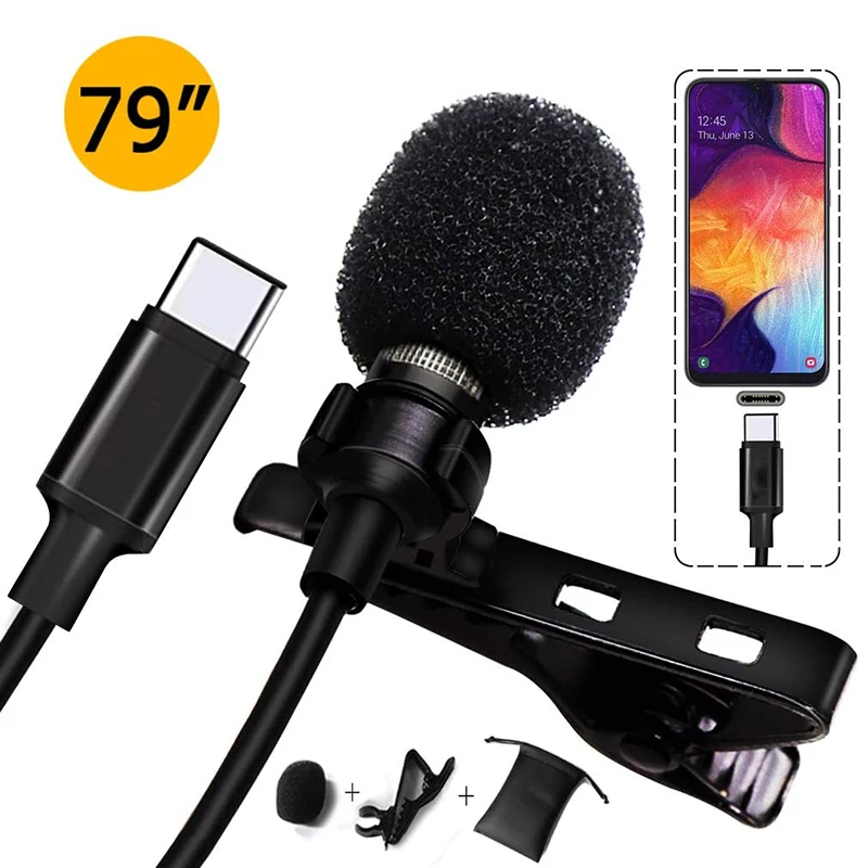 Panvotech Portable Low Price Live Streaming Phone Wired Collar Usb Type C Lapel Mini Mic Microphone