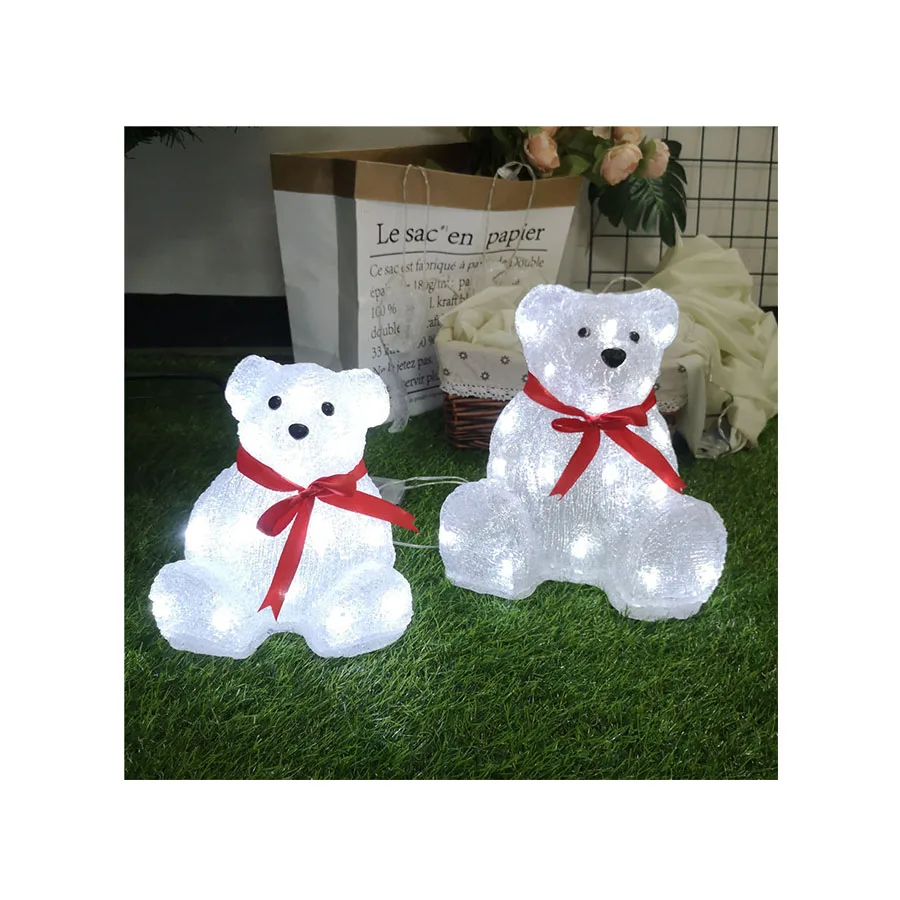 H25CM White Bear LED Desk Lamp Battery Box 3D Acrylic Animal Pattern Decoration Light